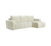 Vente-unique - Canapé d'angle réversible Convertible en Tissu Bouclette Beige ISSORO II