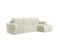 Vente-unique - Canapé d'angle réversible Convertible en Tissu Bouclette Beige ISSORO II