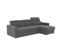 Canapé d'angle réversible convertible express en tissu chenille gris anthracite - Couchage 140 cm - Matelas 14 cm VIZIR