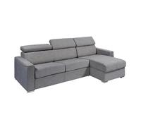 Canapé d'angle réversible convertible express en tissu gris - Couchage 140 cm - Matelas 22 cm mémoire de forme - VIZIR