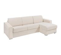 Canapé d'angle réversible convertible express en tissu texturé beige - Couchage lattes larges 140 cm - Matelas 18 cm - CALITO