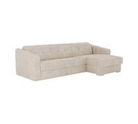 Canapé d'angle réversible convertible express en tissu texturé beige - Couchage lattes larges 160 cm - Matelas 14 cm - DARIELO