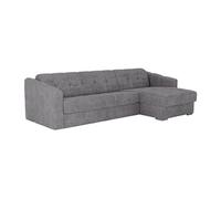 Vente-unique - Canapé d'angle réversible Convertible Express en Tissu texturé Gris - Couchage Lattes Larges 140 cm - Matelas 18 cm - DARIELO