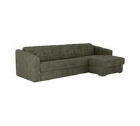 Canapé d'angle réversible convertible express en tissu texturé vert kaki - Couchage 140 cm - Matelas 18 cm - DARIELO