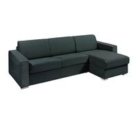 Canapé d'angle réversible convertible express en tissu texturé vert sapin - Couchage 140 cm - Matelas 14 cm - CALITO