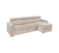 Canapé d'angle réversible convertible express en velours côtelé beige - Couchage à lattes larges160 cm - Matelas 22 cm mémoire de forme - VIZIR