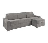 Vente-unique - Canapé d'angle réversible Convertible Express en Velours côtelé Gris Clair - Couchage Lattes Larges 160 cm - Matelas 18 cm - CALITO