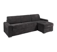 Canapé d'angle réversible convertible express en velours côtelé gris - Couchage 140 cm - Matelas 22 cm avec mémoire de forme - CALITO