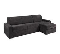 Vente-unique - Canapé d'angle réversible Convertible Express en Velours côtelé Gris - Couchage Lattes Larges 140 cm - Matelas 18 cm - CALITO