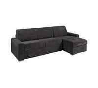 Canapé d'angle réversible convertible express en velours côtelé gris - Couchage lattes larges 140 cm - Matelas 18 cm - CALITO