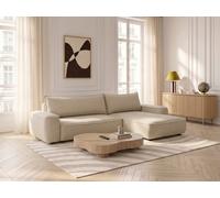 Canapé d'angle réversible convertible HONORE tissu chenille beige BOBOCHIC 3 places Beige