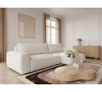 Canapé d'angle réversible convertible HONORE tissu chenille blanc BOBOCHIC 3 places Blanc
