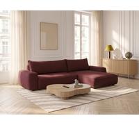 Canapé d'angle réversible convertible HONORE tissu chenille rouge BOBOCHIC 3 places Rouge