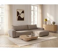 Canapé d'angle réversible convertible HONORE tissu chenille taupe BOBOCHIC 3 places Taupe