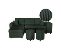 Canapé d'angle réversible Convertible Oslo avec Coffre et 2 poufs en Velours côtelé