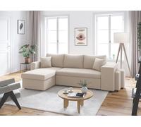 Canapé d'angle réversible Convertible Oslo avec Coffre et 2 poufs en Velours côtelé