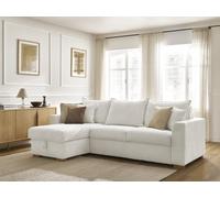 Canapé d'angle réversible convertible ouverture express AUGUSTIN tissu texturé blanc 160x200 réversible BOBOCHIC 3 places Réversible Blanc
