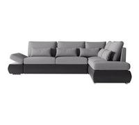 Canapé d'angle réversible convertible SEVARA 4 places - PU et tissu Gris - Coffre de rangement - L267 x P200 x H90 cm