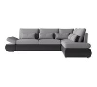Canapé d'angle réversible convertible SEVARA 4 places - PU et tissu Gris - Coffre de rangement - L267 x P200 x H90 cm
