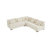 Canapé d'angle réversible en velours côtelé beige SPERONE