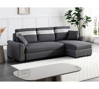 Canapé d'angle réversible et convertible en tissu et simili anthracite GIANY II