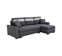 Canapé d'angle réversible et convertible en tissu et simili anthracite GIANY II