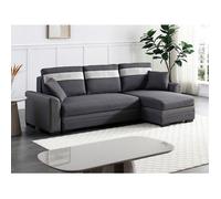 Canapé d'angle réversible et convertible en tissu et simili anthracite GIANY II