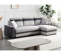 Canapé D'angle Convertible 4 Places Toronto - Tissu Gris Clair, Méridienne Réversible, Couchage 190x122 Cm