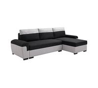 Canapé d'angle réversible et convertible en tissu noir et gris clair GABY II