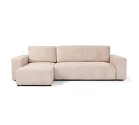 Canapé d'angle réversible et convertible GOYA 244 cm tissu velours côtelé beige