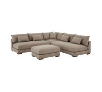 Canapé d'angle réversible et pouf en tissu taupe SPERONE