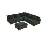 Canapé d'angle réversible et pouf en velours côtelé vert SPERONE de Pascal Morabito