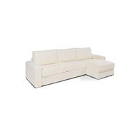 Canapé d'angle réversible EXPRESS BILBAO sommier lattes 160cm matelas 16 cm méridienne coffre velours ivoire