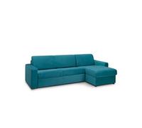 Canapé d'angle réversible express MIDNIGHT EDITION VELOURS bleu paon matelas 16 cm