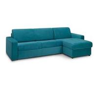 Canapé d'angle express MIDNIGHT EDITION VELOURS bleu paon matelas 16 cm