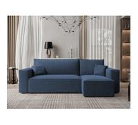 Canapé d'angle Réversible PARIS - 4 places - Canape Convertible avec Coffre - Tissu Velours Cotelé - Bleu