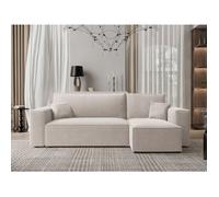 GREKPOL Canapé d'angle Convertible 244x145 Velours Côtelé à Gauche ou à Droite - Canapé avec Espace de Rangement - Sofa Beige