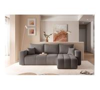 GREKPOL Canapé d'angle Convertible 145x248 à Gauche ou à Droite - Canapé 3 Places Convertible - Canapé Gris Foncé - Canapé avec Espace de Rangement - Canapé Lit - Canapé Convertible