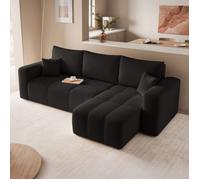 Canapé d'angle Réversible PEDRO - 4 places - Convertible avec Coffre - Tissu Velours - Anthracite