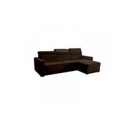 Canapé d'angle réversible réversible EXPRESS SIDNEY DELUXE 140 cm cuir vachette marron + coffre têtières réglables matelas 16 cm