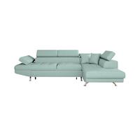 Canapé d'angle RIO Convertible avec coffre en tissu - Angle Droit, Bleu clair