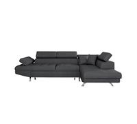 Canapé d'angle RIO Convertible avec coffre en tissu - Angle Droit, Gris foncé
