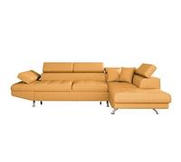 Canapé d'angle RIO Convertible avec coffre en tissu - Angle Droit, Jaune ocre