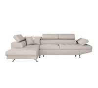 Canapé d'angle gauche 5 places RIO convertible avec coffre en tissu - Beige - L271 x P192 x H70cm - LOUNGITUDE