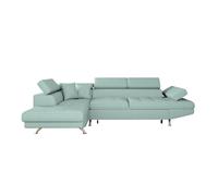 Canapé d'angle RIO Convertible avec coffre en tissu - Angle Gauche, Bleu clair