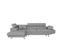 Canapé d'angle RIO Convertible avec coffre en tissu - Angle Gauche, Gris clair