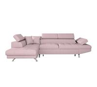 Canapé d'angle RIO Convertible avec coffre en tissu - Angle Gauche, Vieux rose