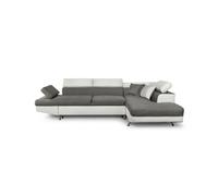 Canapé D'angle Rio Convertible Avec Coffre En Tissu Et Simili - Angle Droit, Blanc / Gris Blanc