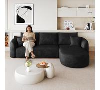 Canapé d'angle sans os de compression en forme de L Noir Cloud XXL Bureau | Pas de montage 72 h - Déploiement antidérapant - Surface de couchage sans os - 210 x 50 cm - Pour salon, chambre à coucher