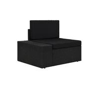 Canapé D'angle Sectionnel Accoudoir Droit Résine Tressée Noir Noir